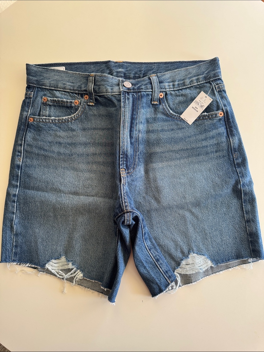 GAP Women's Distressed 8” Loose Bermuda Mid Rise Denim Shorts sz 28/6